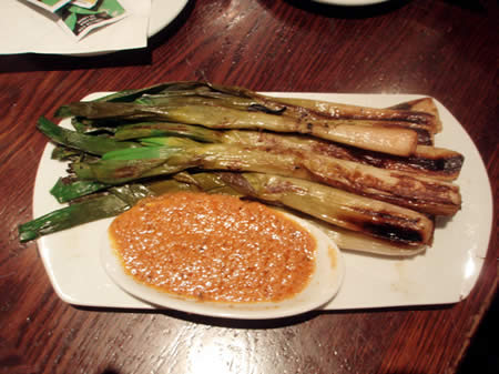 Calcots with romesco sauce